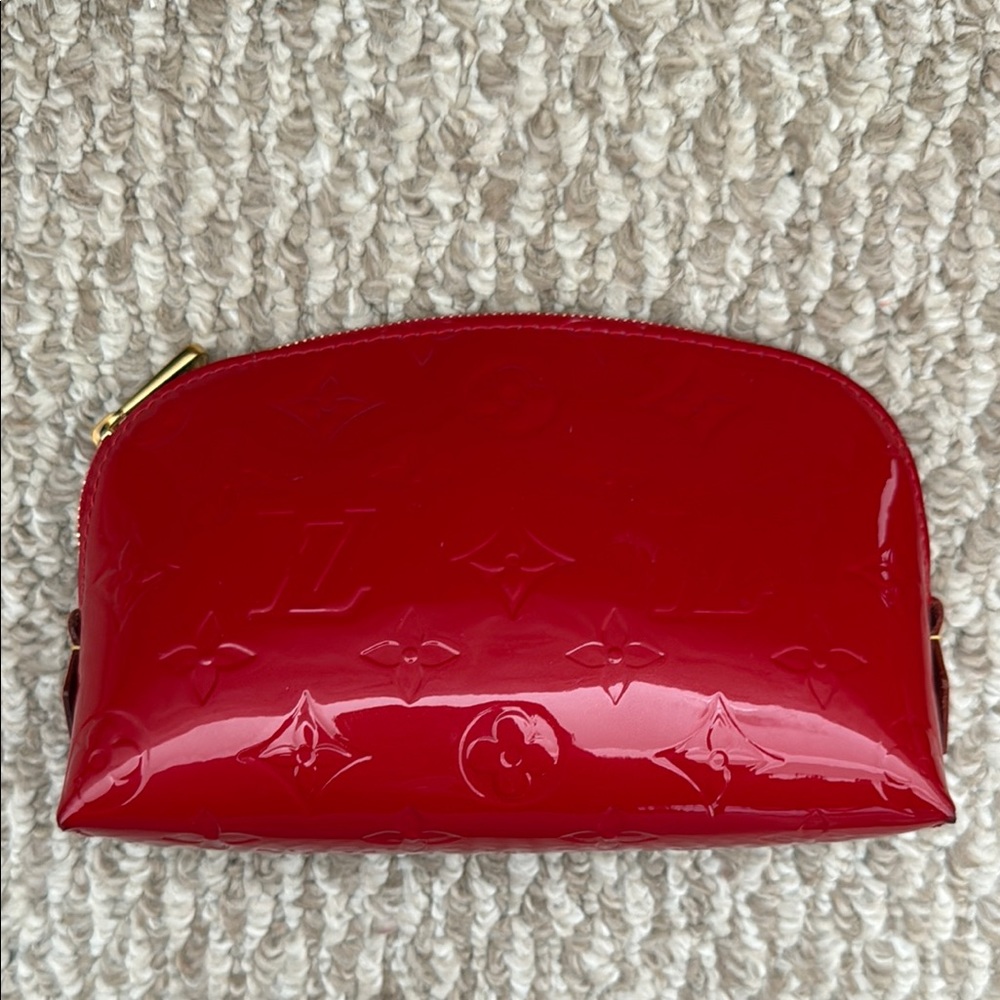 Louis Vuitton Red Patent Leather Cosmetic Bag
